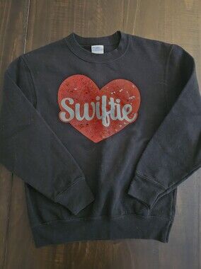 Black Sequin Heart Sweatshirt with 'Swiftie Script